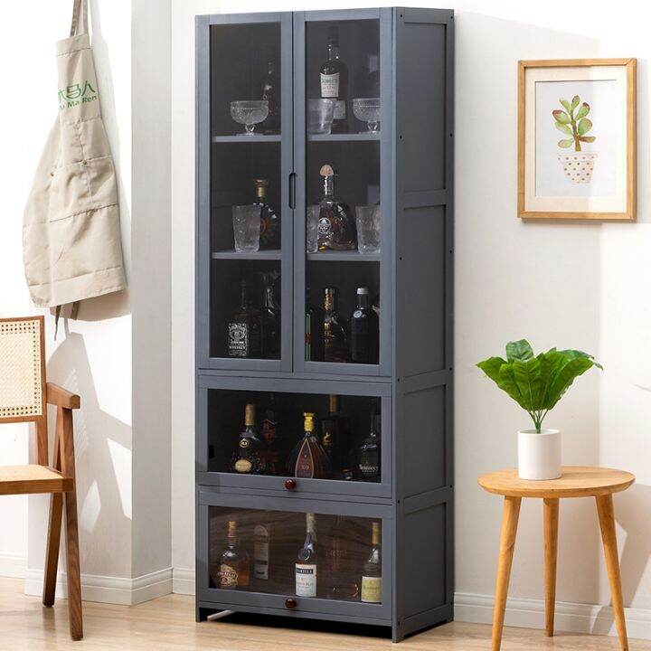 Modern Simple Wooden Wine Cabinet Household Living Room Double-Door ...