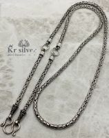 Kr silver | สร้อยคอเงินแท้( ยาว 24นิ้ว ) ลายบาหลีรมดำ (ห้อยพระ 3 องค์)