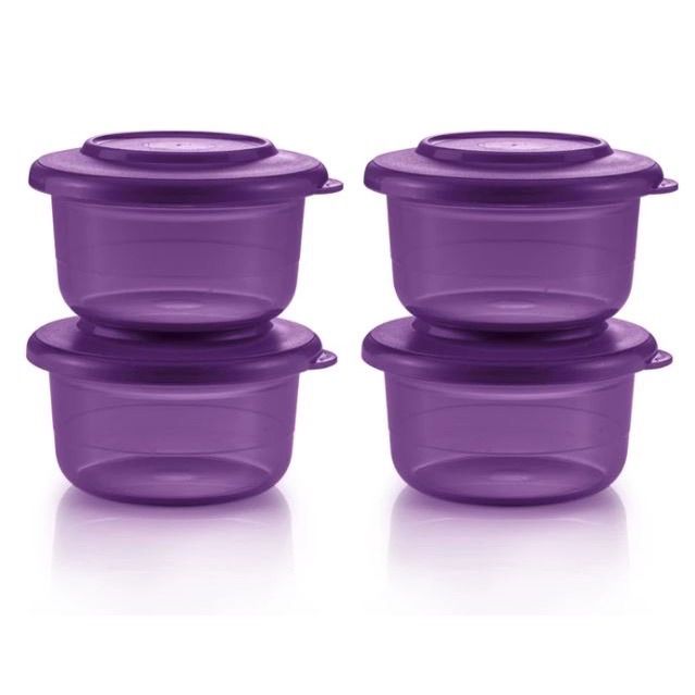 tupperware-purple-royale-petit-serveware-set-ชุดถ้วยเสริฟทัพเพอร์แวร์-พร้อมจวักและฝาปิด-ใส่อาหารแช่เย็นหรือเวฟได้-แถมฟรี-ถ้วยขนาดเล็ก-มีฝาปิด-ขนาด-150ml-4-ใบ