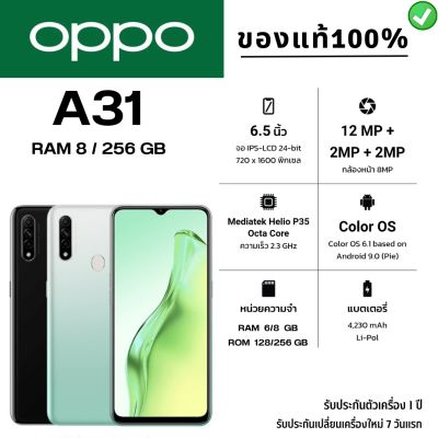 OPPO A31 Ram8 Rom256GB เครื่องแท้ รับประกัน1ปี เปลี่ยนเครื่องใหม่7วันแรก อุปกรณ์ครบกล่อง พร้อมฟิล์มกระจก ส่งไว 1-2 วันได้รับสินค้า