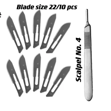 10 Sterile Surgical Blades #22 with Scalpel Knife Handle #4