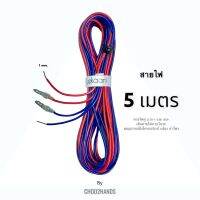 สายไฟ คู่ ยาว 5 เมตร พร้อมหัวจั้มสาย สายไฟต่อลำโพง กล้องมองหลัง สายไฟ 2.0AWG แดง-น้ำเงิน