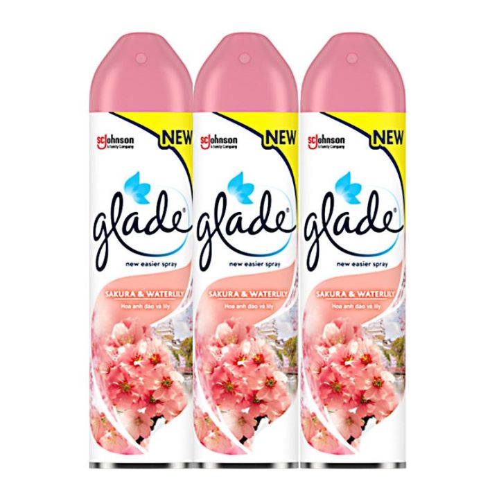 Glade เกลด สเปรย์ปรับอากาศ กลิ่นซากุระและวอเตอร์ลิลลี่ 320 มล. x 3 กระป๋อง