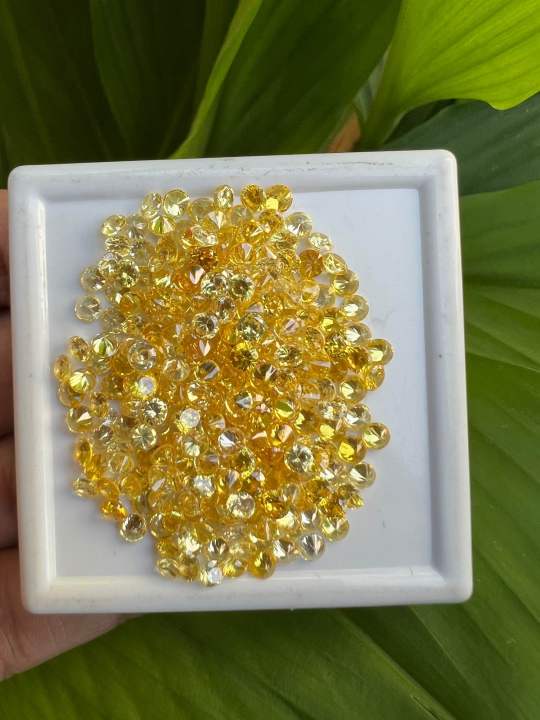 พลอย-เพชรรัสเซีย-ทรงกลม-2-10-มม-100-เม็ด-cubic-zirconia-สีเหลือง-yellow-cz-round-shape-2-10-mm-100pcs