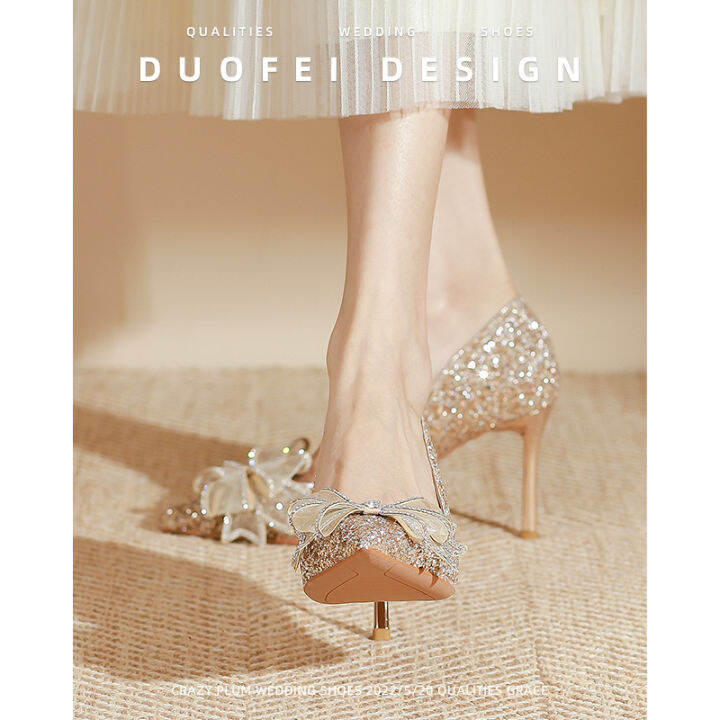 Champagne gold wedding discount shoes