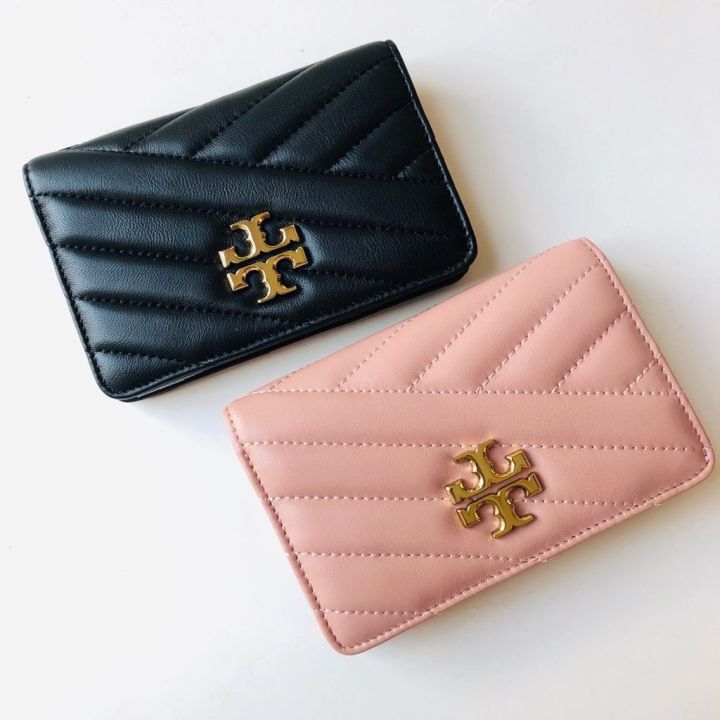 Tory Burch Kira Chevron Medium Slim Wallet in Pink