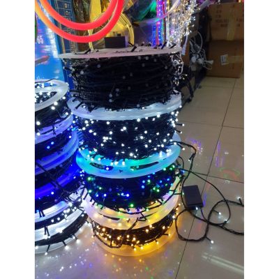 ไฟกระพริบ 1000 LED สายยาว 50 เมตร  กันน้ำ ปรับจังหวะได้ 8 แบบ - หลากสี  Light Farm Christmas Light LED  EK-04