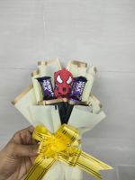 spiderman key chain bouquet with chocolate