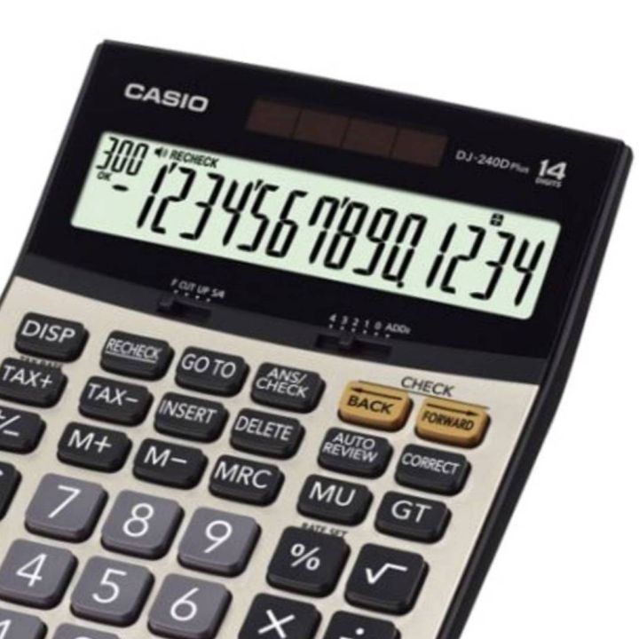 เครื่องคิดเลข-สีบรอนซ์ทอง-casio-คาสิโอ-dj-240d-plus-จอ-lcd-แสดงตัวเลขขนาดใหญ่พิเศษ-14-หลัก