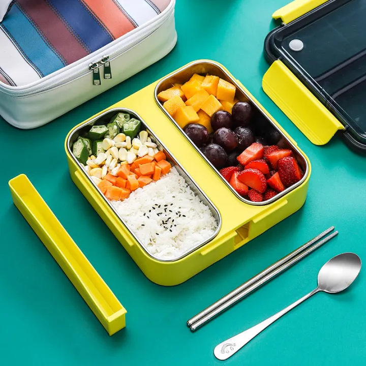 Student 304 Stainless Steel Separated Insulated Lunch Box Girl Office ...