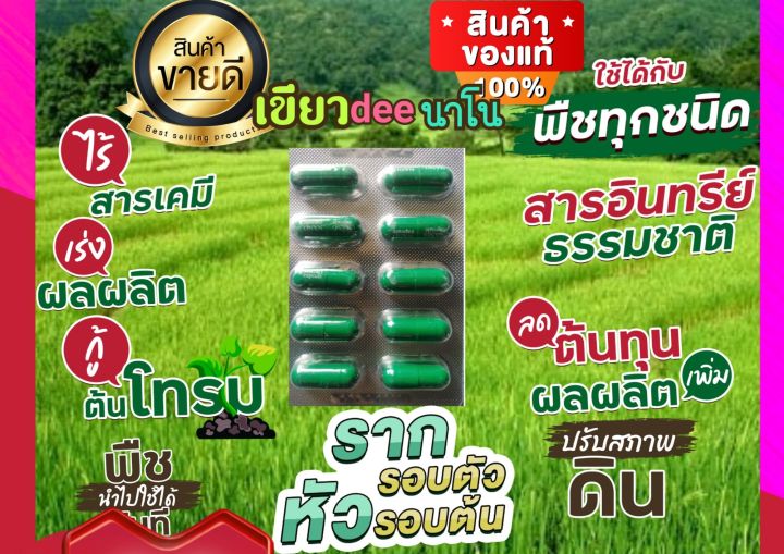 เขียวดีนาโนฮอร์โมน-ของแท้100-ใช้ได้กับพืชทุกชนิด-1แผง