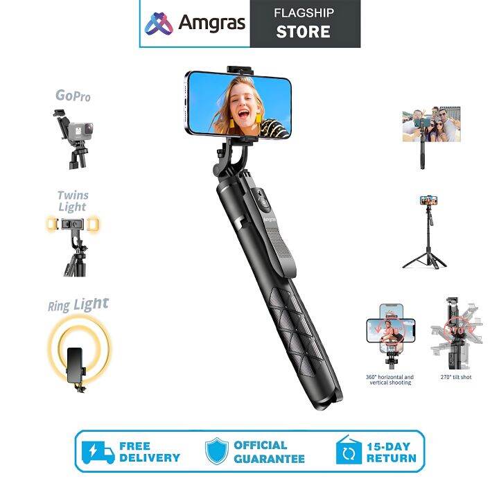Amgras Tripod S01 Pro Selfie Stick Phone Tripod All in One Extendable