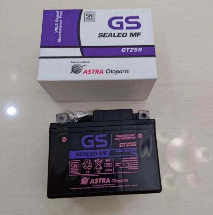 AKI GS GTZ5S SESUAI UNTUK MOTOR MATIK DAN BEBEK HONDA FULL KERING HARGA