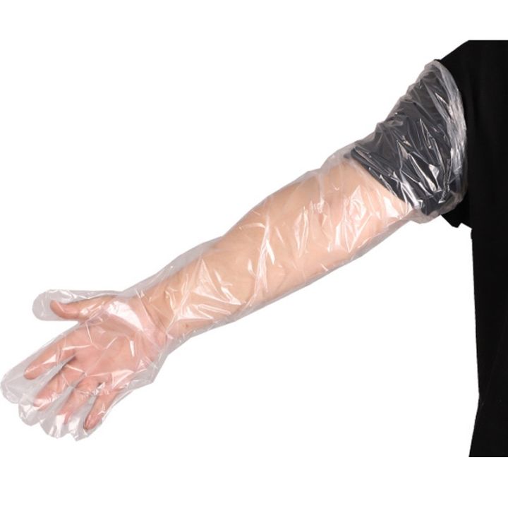 ถุงมือผ่าตัด-ถุงมือทำคลอด-ถุงมือpe-glove-ถุงมือยาวถึงหัวไหล่อย่างดี-เหนียว-ยืดหยุ่นสูง-ถุงมือผสมเทียม
