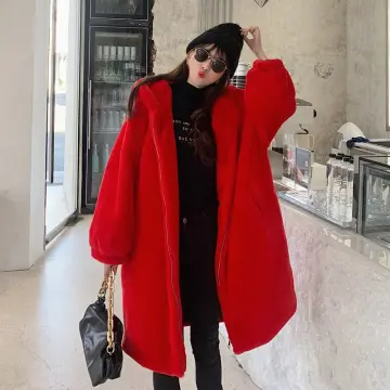 Red cape with sale fur trim