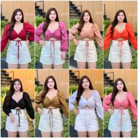 ??? เสื้อมัดอกผูกเอว ผ้าไหมอิตาลี นิ่มใส่สบาย หลังสม็อค ทรงครอป  สี : 6 สีตามรูป  ? : Bust (อก) 36-48          Lenght (ยาว) 17”   ?Price ราคา250฿-