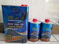 แลคเกอร์แพลน 2:1 PLAN 9900 CLEAR 2K PREMIUM  EXTRA SOLID สูตรใหม่เนื้อเยอะพิเศษ เงาฉ่ำลึก ขนาด 4 ลิตร พร้อม HARDENER 1ลิตร 2 กระป๋อง