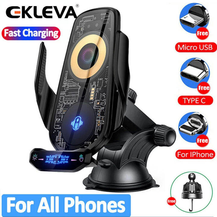 EKLEVA Car Wireless Charger Phone Holder Mount 15W Fast Charging