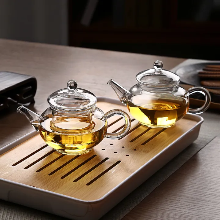 Glass Little Teapot Tea Water Separation Single Teapot Strainer Built
