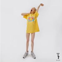 TandT - "YELLOW" - There Is No End To Your Light Printed Cotton Jersey T-shirt เสื้อยืดสีเหลือง สกรีนลายแสงสว่าง