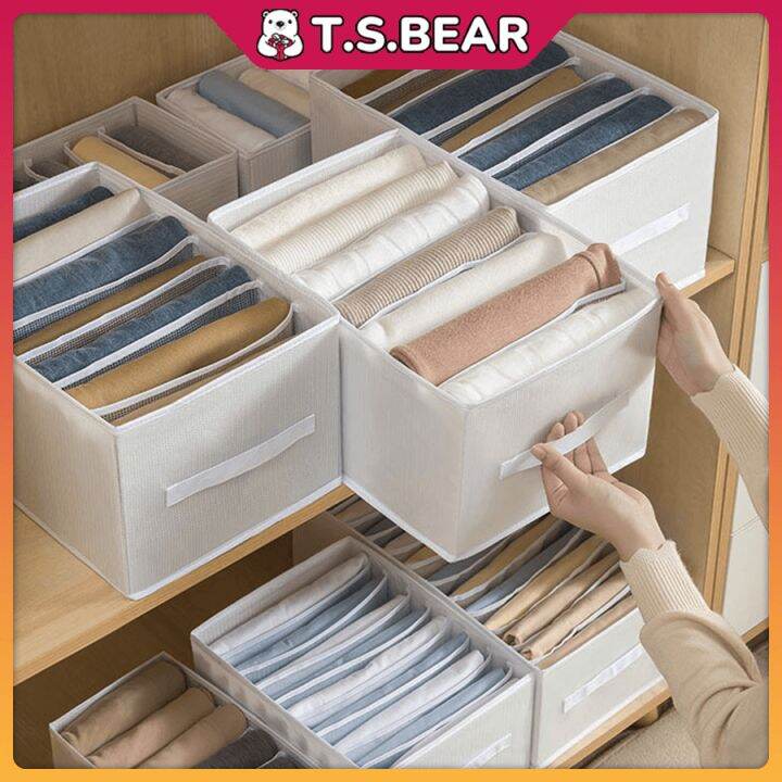Storage Box Foldable Wardrobe Organizer Linen Storage Box Clothes