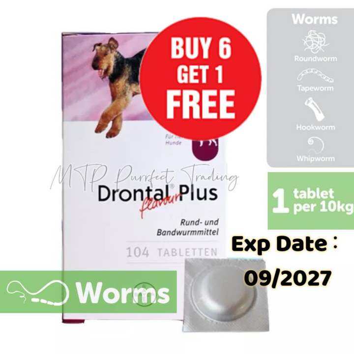 MTP. Drontal Plus【Buy 6 Free 1】 Tablet Deworm for Dog Cat Ubat Cacing