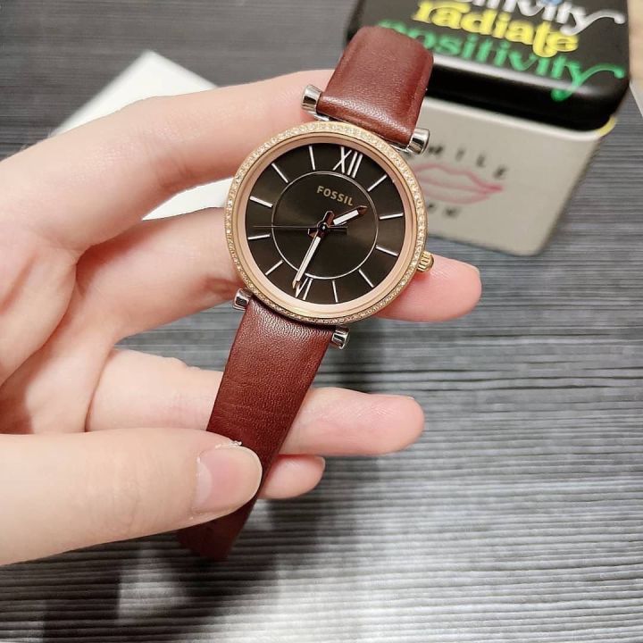 นาฬิกา-fossil-carlie-three-hand-brown-leather-watch-es4861-สายหนังน้ำตาล-ขนาด35มม