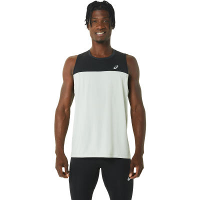 ASICS :  RACE SINGLET MEN RUNNING เสื้อ ผู้ชาย เสื้อ เสื้อกล้าม ของแท้  PERFORMANCE BLACK/LIGHT SAGE