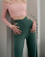 Gorgeous9 - Trixie Pants มี 4 สี กางเกงผ้ายืดขายาวทรงตรง เอวสูงดีเทลไขว้ด้วยแถบยางยืด