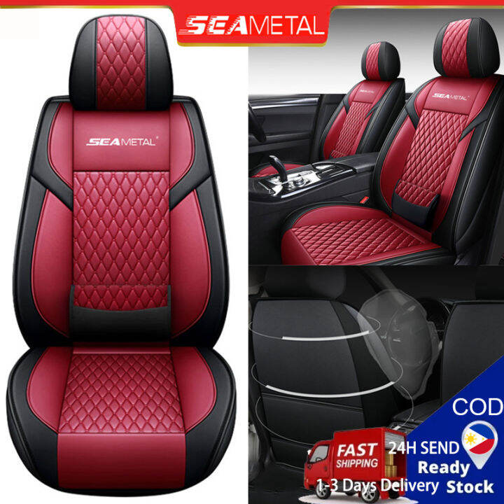SEAMETAL Leather Car Seat Cover Cushion Luxury Carseat Protector Front