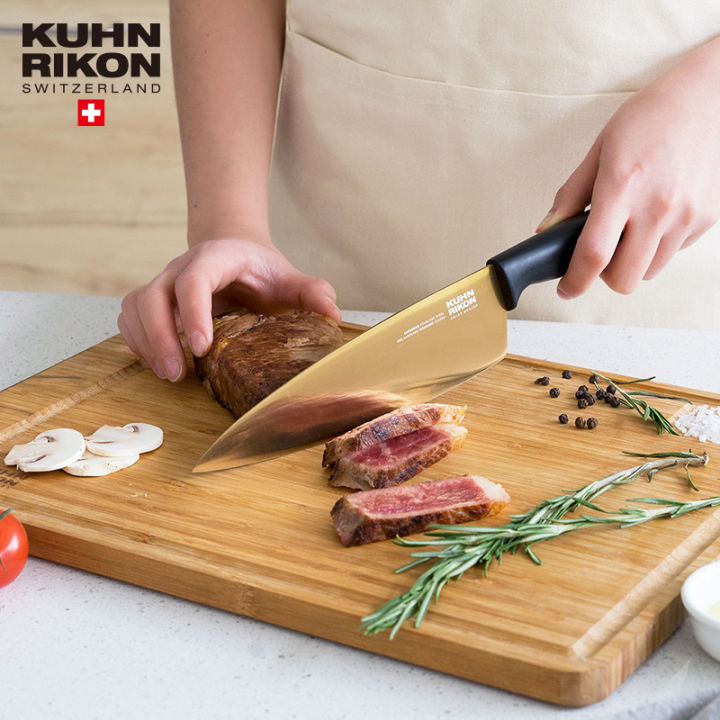 Kuhn Rikon 7.25-Inch Colori Titanium Chef's Knife, Black/Silver
