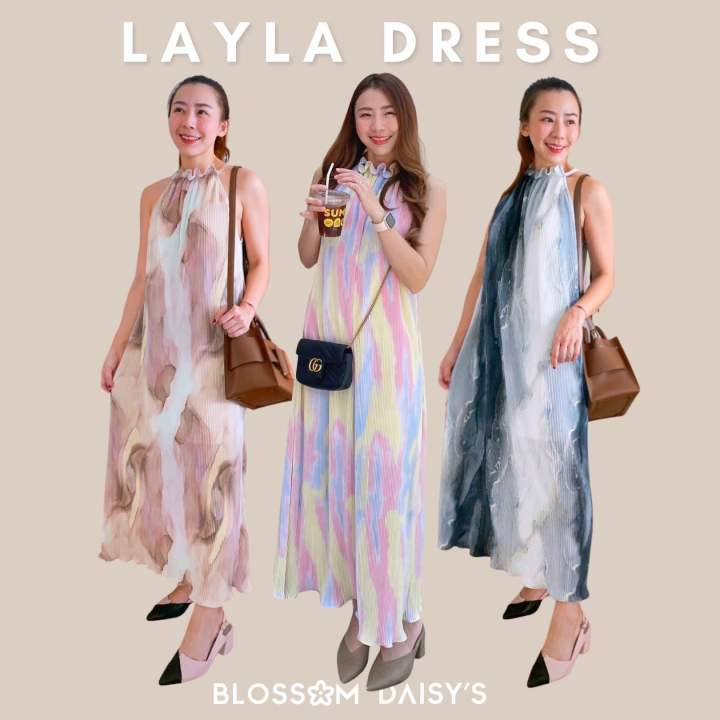 blossomdaisys-layla-dress-3สีใหม่-เดรสยาวผ้าพลีทงานคุณภาพ-ทรงสวยมากค่ะ-มีดีเทลแต่งระบายคอ-ใส่เที่ยวใส่ไปงานได้เลยค่ะ-new