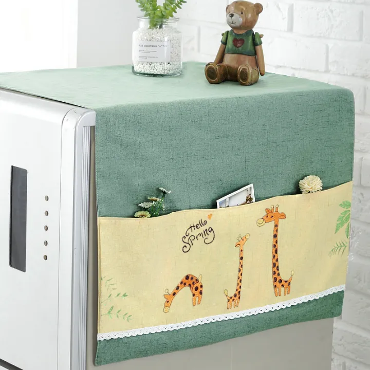Fabric Double Door Refrigerator Cover Simple Korean Style Holds Double
