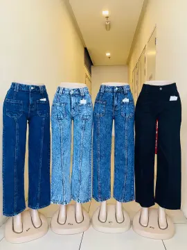 110-160cm Spring Kids Denim Loose Jeans Pants For Girls Crimped