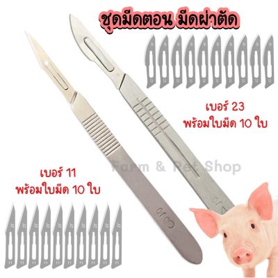 มีดตอน มีดผ่าไข่ลูกหมู ชุดมีดตอนลูกหมู แถมฟรีใบมีด 10 ใบ