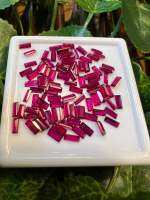 ทับทิมของเทียม สีแดง CREATED RUBY  BRILLIANT COLOR  CORUNDUM  BAGUETTE CUT  6X3 MM  6 PCS