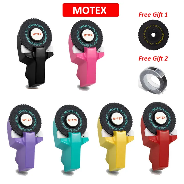 Original Motex E101 Embossing Label Maker Mini DIY Manual Typewriter