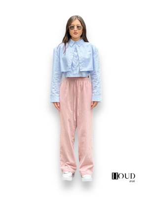 Basic Pants รุ่นเบสิคสไตล์มินิมอล (สี Baby pink สีเบบี้พิงก์) กางเกงขายาวผ้าคอตตอนลินิน กางเกงขายาวผ้า cotton linen