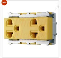 WNG15923-7Y Panasonic เต้ารับคู่ เสียบขากลมแบน มีกราวด์ สีเหลือง
Panasonic WNG15923-7R 1Touch Grounding Duplex Universal Receptacle WNG15923-7Y Phaijit Electric