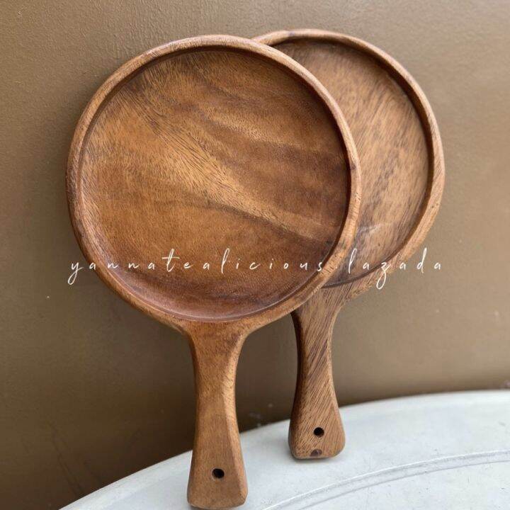 Acacia Wood Serving Plate / Wooden Serving Plate with handle Lazada PH