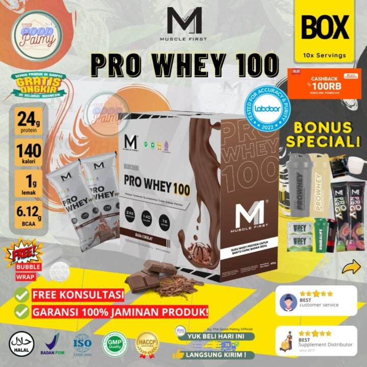 Muscle First Pro Whey 100 Box Isi 10 Sachet BPOM HALAL Whey Protein ...