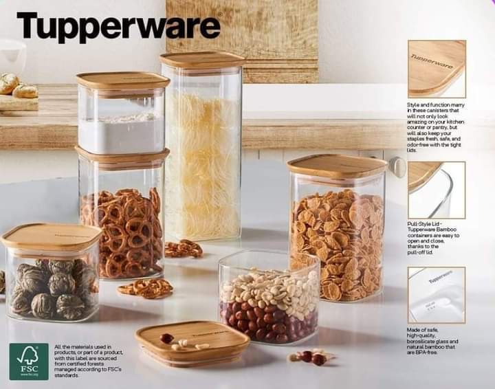 Bamboo Clear Storage Containers by Tupperware