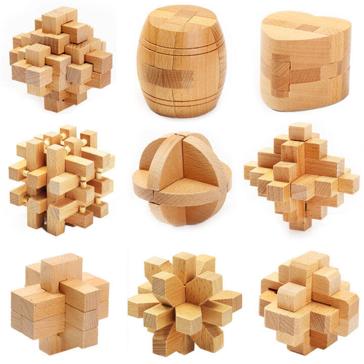 Mortise And Tenon Structure Beech Burr Puzzle Full Set Primary School 