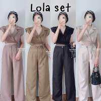 Lola set เสื้อ + กางเกง เซ็ตครอปคอปกทรงไหล่ค้างค้าว