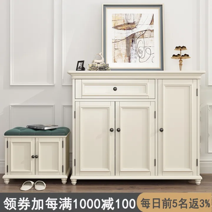 American-Style Solid Wood Door Opening Shoe Cabinet Modern Minimalist ...