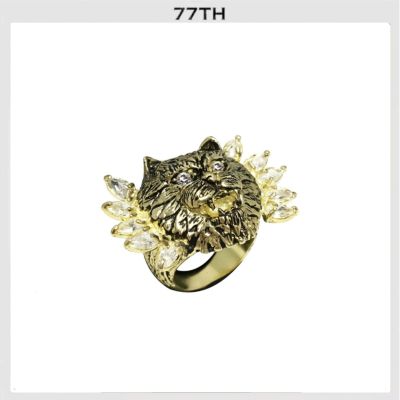 77th Cat cuture gold ring