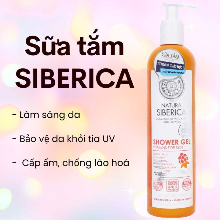 Sữa tắm dưỡng ẩm, bảo vệ da khỏi tia UV, tia cực tím Natura Siberica Shower  Gel Vitamin For Skin Ari Korean 