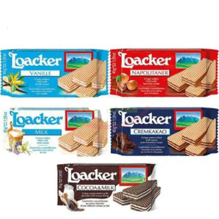 Loacker Crispy Wafer Biscuit 45G [ Double Choc / Cremkakoa