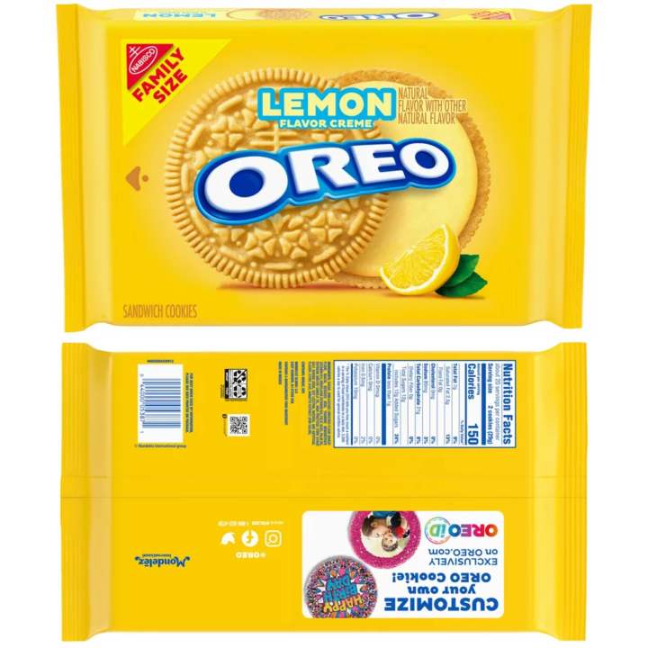 นำเข้า-ใหม่-โอริโอ้รสมะนาว-ห่อใหญ่-oreo-lemon-creme-sandwich-cookies-family-size-18-71-oz-packs-ราคา-450-บาท