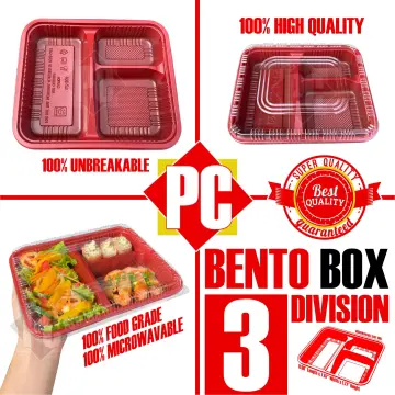 DGPH [25 PCS] 3-Division Disposable Bento Box with Plastic Lid (P9